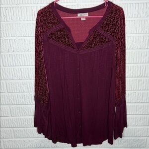 Style & Co. Women's Deep Burgundy Blouse